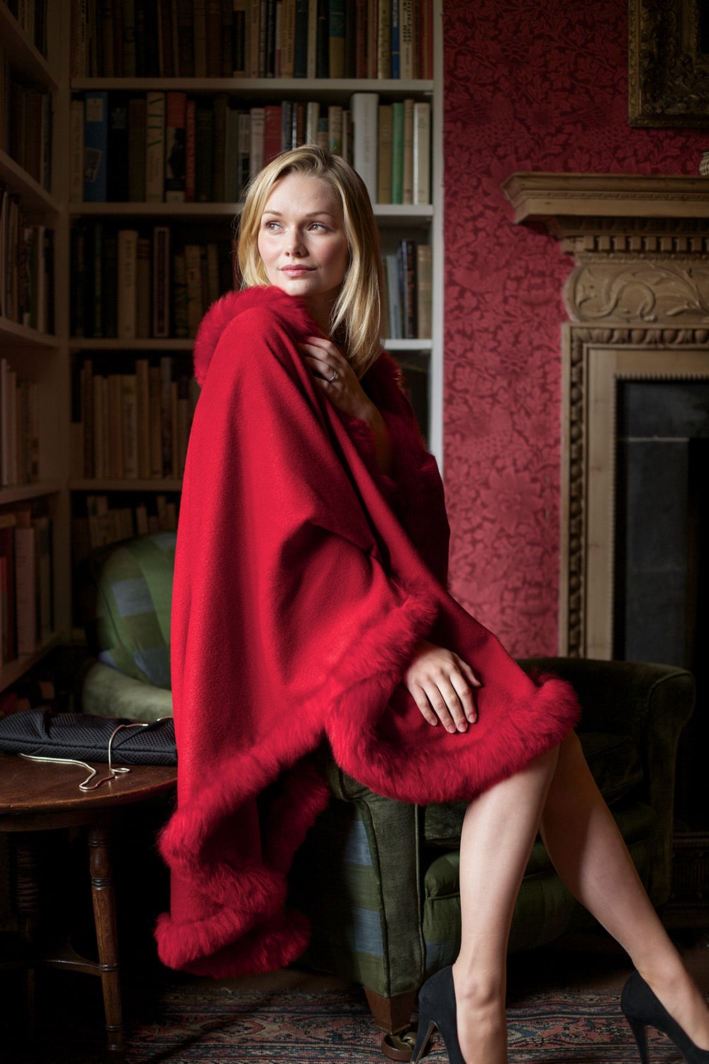Annabelle Fur Trimmed Alpaca Cape - Lacorine Luxury Sustainable Alpaca