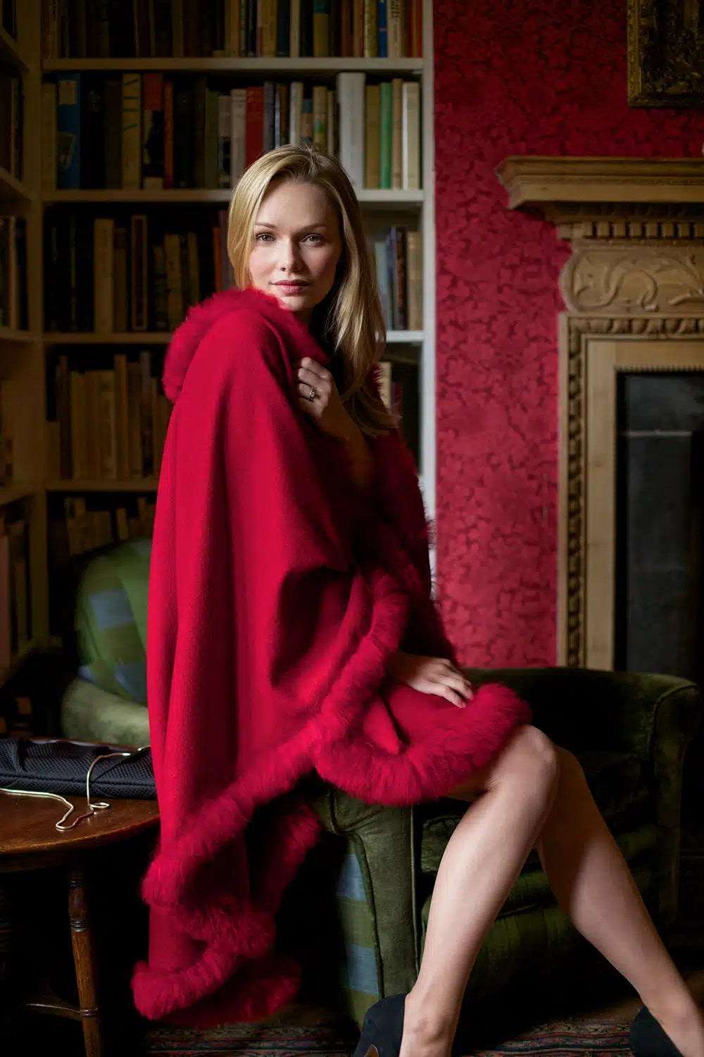 Annabelle Fur Trimmed Alpaca Cape - Lacorine Luxury Sustainable Alpaca