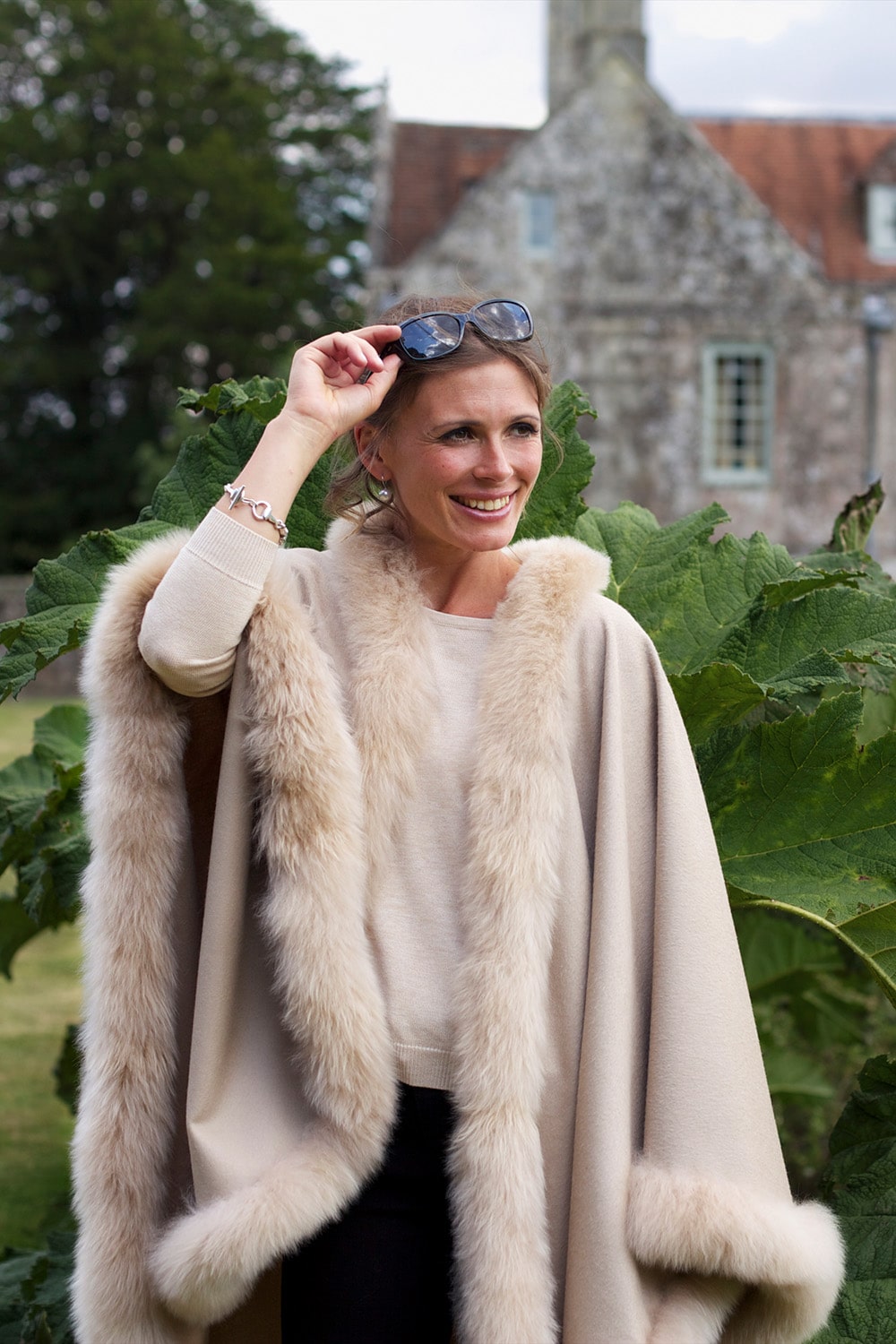 Annabelle Fur Trimmed Alpaca Cape - Lacorine Luxury Sustainable Alpaca