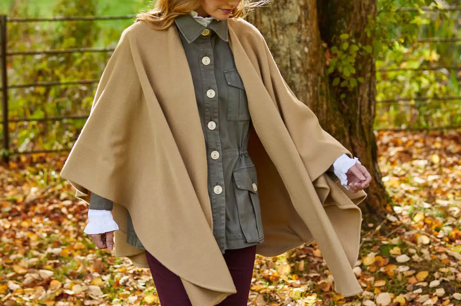 Camel womens cape coat
