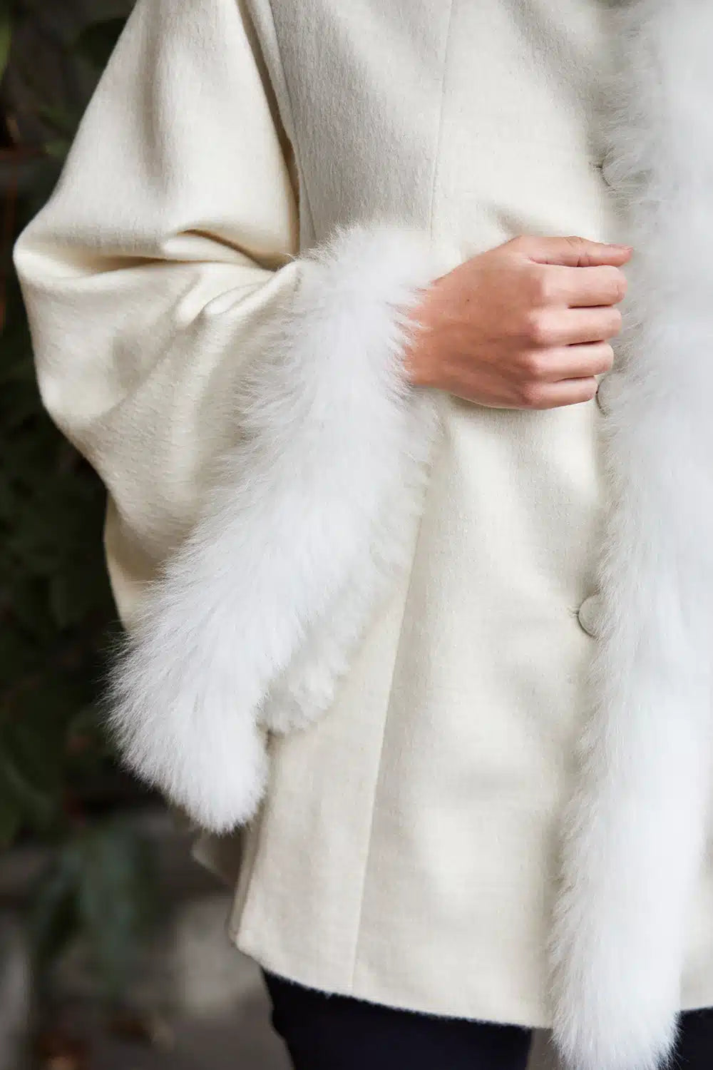 Felicity Fur Trimmed Alpaca Poncho - Lacorine Luxury Sustainable Alpaca