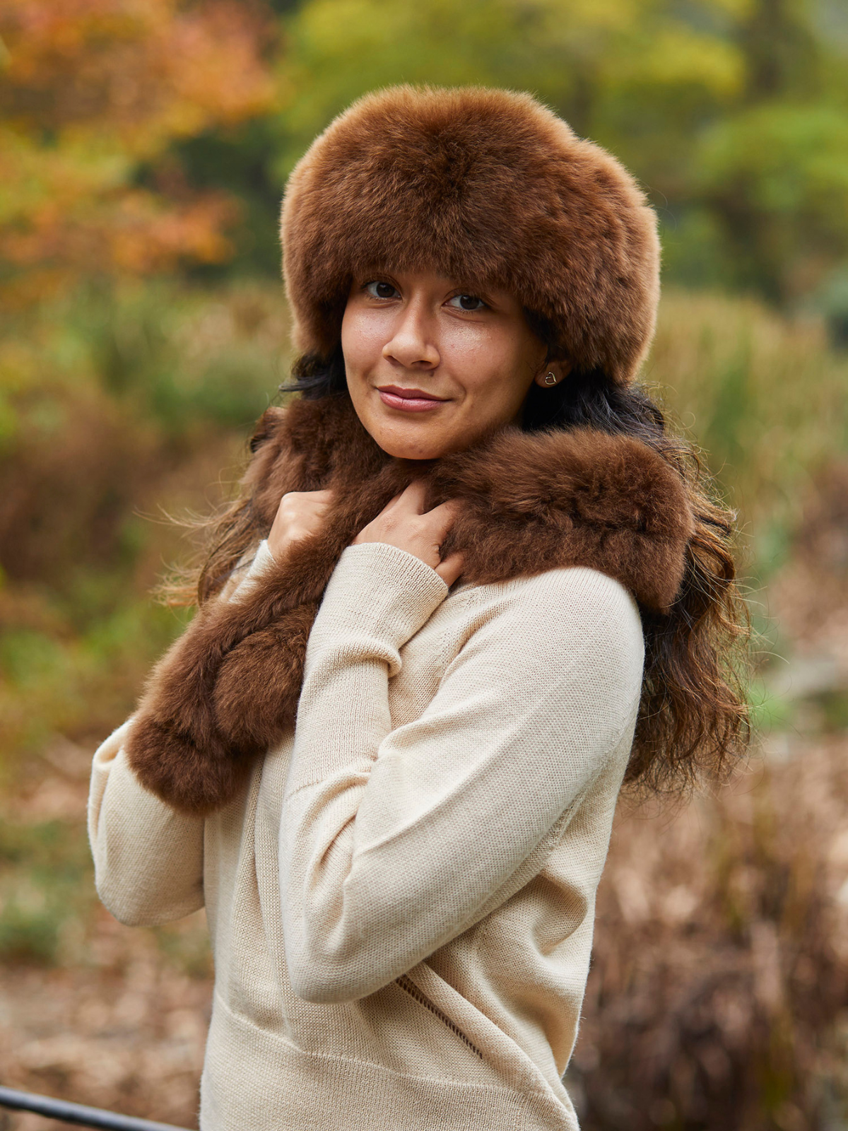 Luxury alpaca fur hat and scarf - sustainable luxury