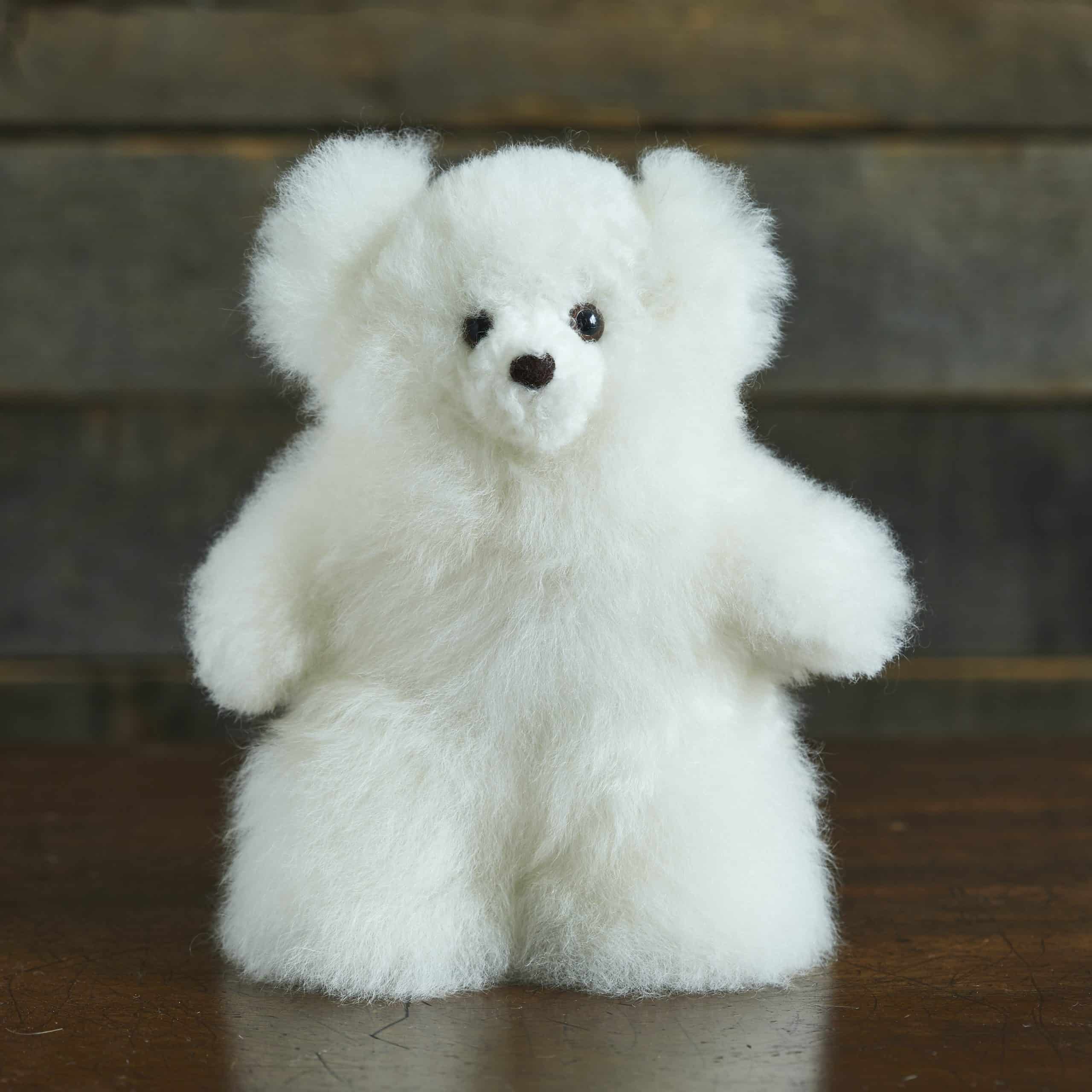 Mini Louis Alpaca Fur Teddy Bear in White - Lacorine Luxury Sustainable Alpaca