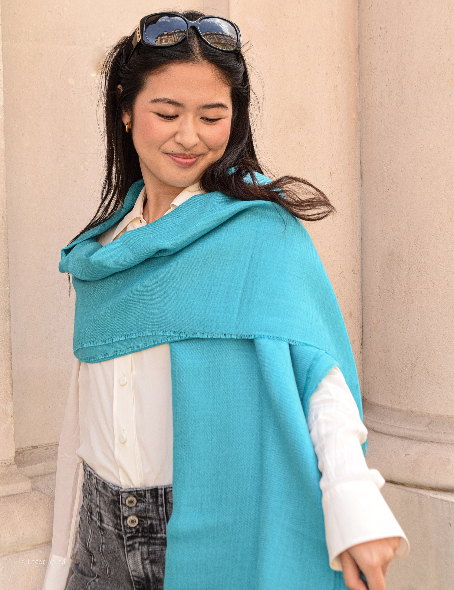 Teal green pashmina scarf