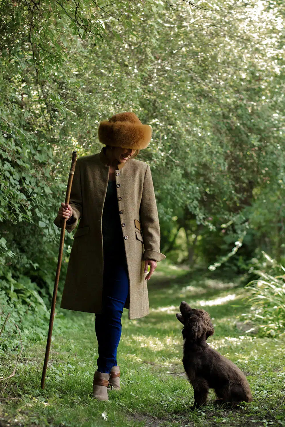 Lacorine Qori alpaca fur hat and headband in natural caramel color, showcasing soft, luxurious alpaca fur and stylish design.
