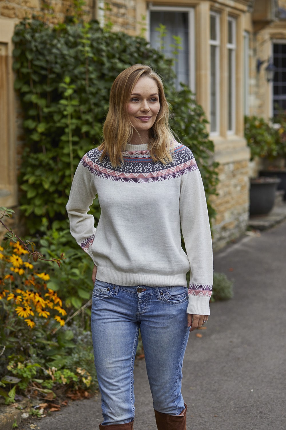 Lacorine Fair Isle Alpaca Jumper featuring colorful traditional knit pattern and cozy wool fabric.