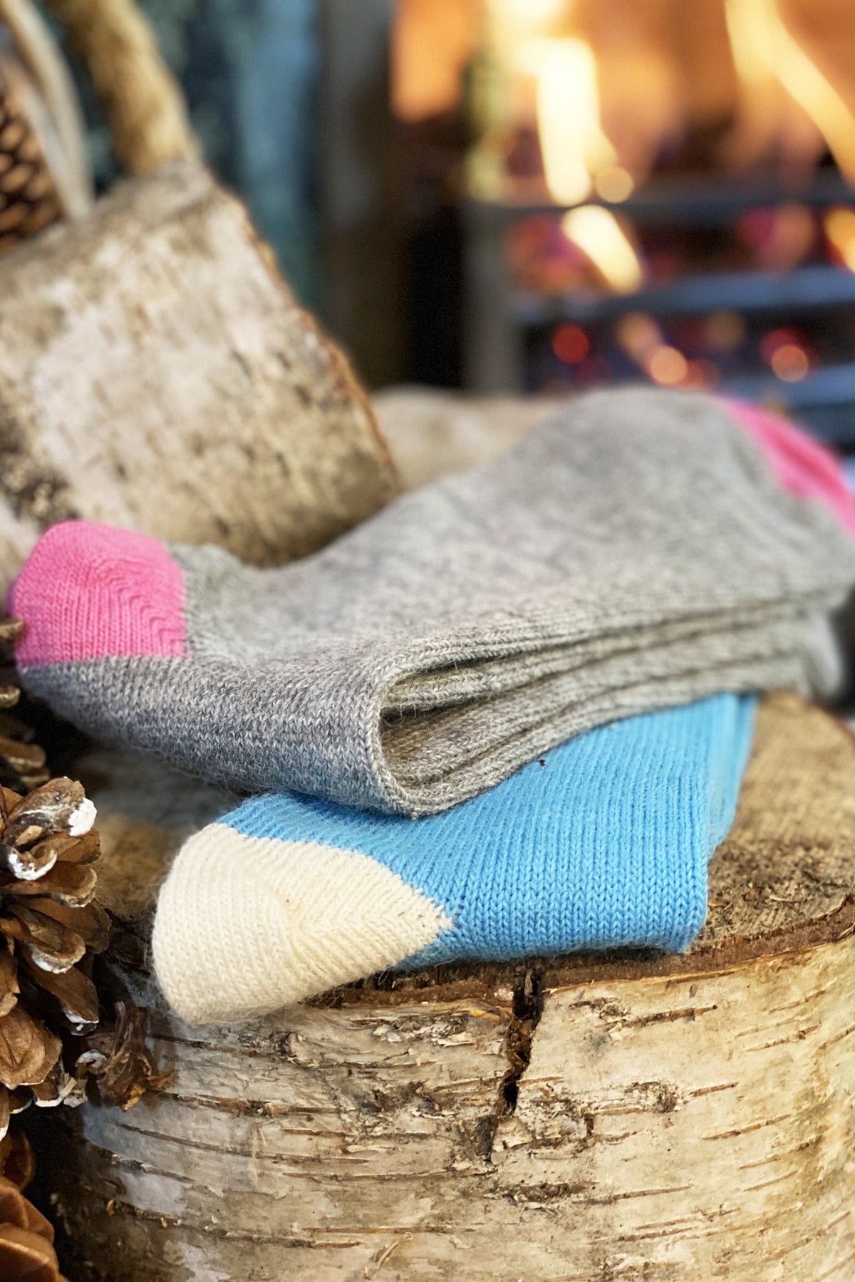 Blue Lacorine Everyday Luxury Wool Socks showing soft fabric and comfortable fit for casual wear.