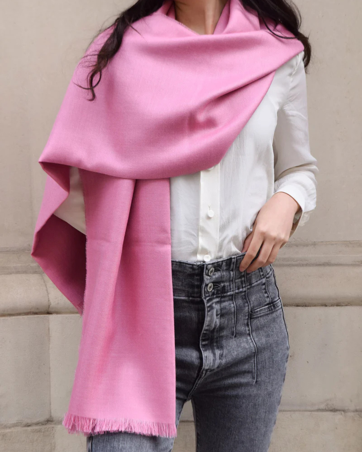 Pink Royal Alpaca Pashmina knitwear by Lacorine featuring soft, luxurious cashmere blend in a cozy, elegant design.