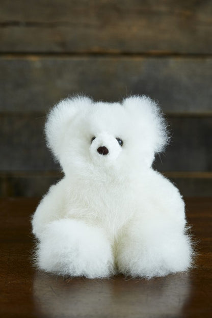 Mini Louis Alpaca Fur Teddy Bear in White