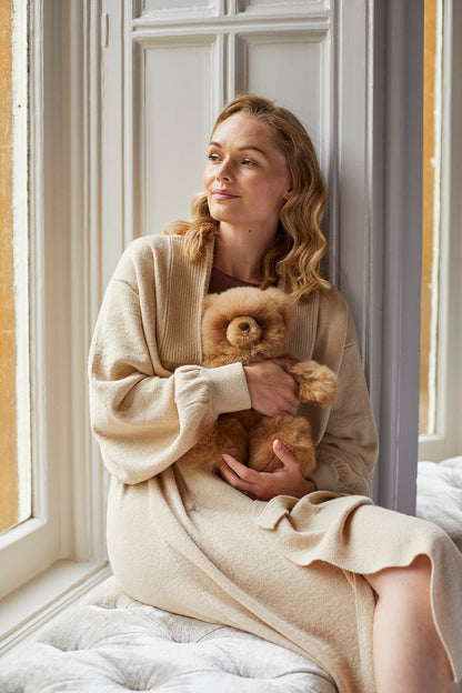 Super Luxe Corinne Alpaca Fur Teddy Bear in Coco