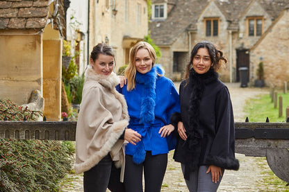Felicity Fur Trimmed Alpaca Poncho - Lacorine Luxury Sustainable Alpaca