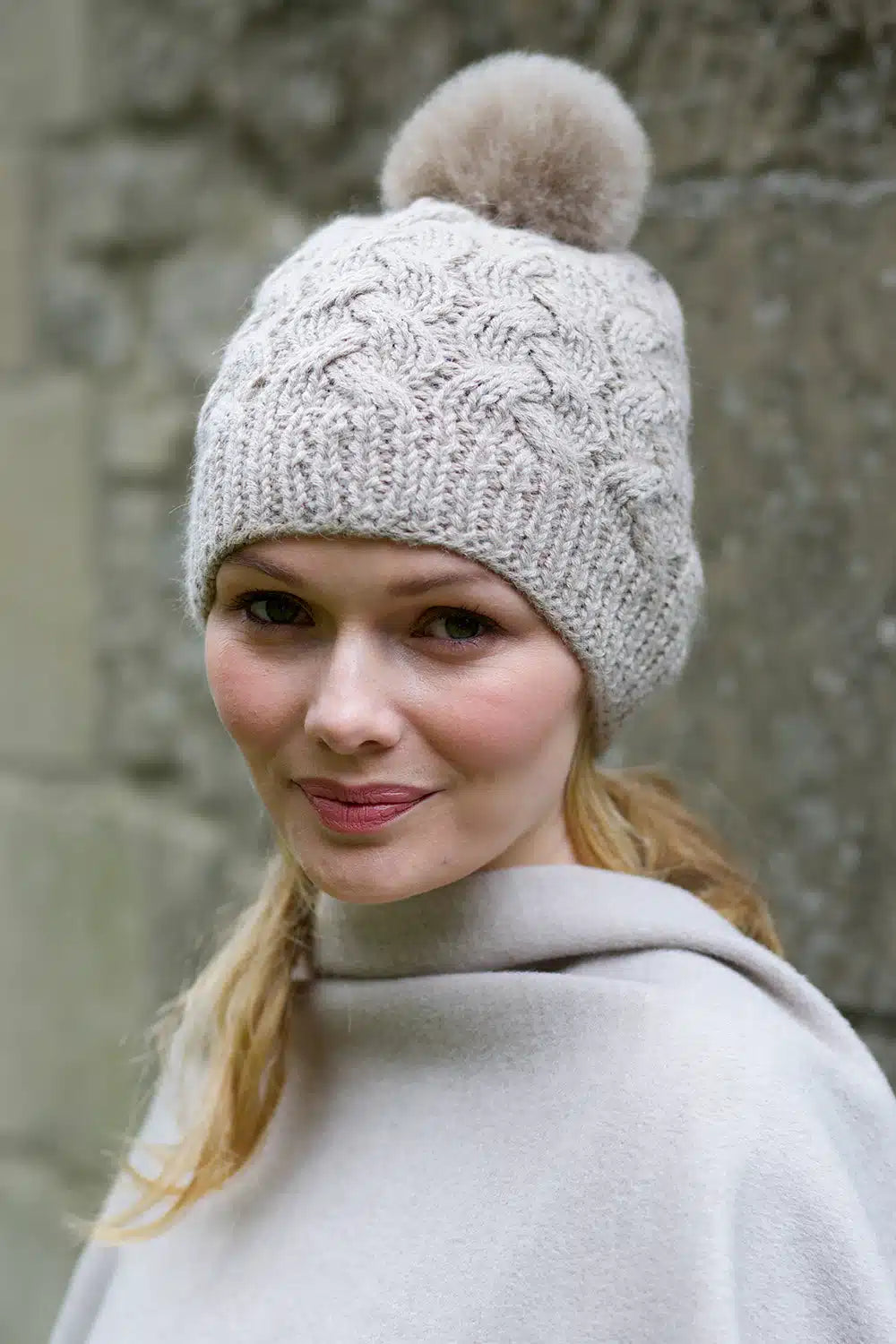 Pom Pom Alpaca Beanie Hat