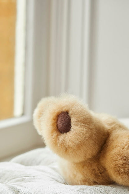 Super Luxe Corinne Alpaca Fur Teddy Bear in Light Camel - Lacorine Luxury Sustainable Alpaca