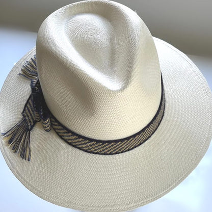 White Cuenca Fedora Tassel Panama Hat