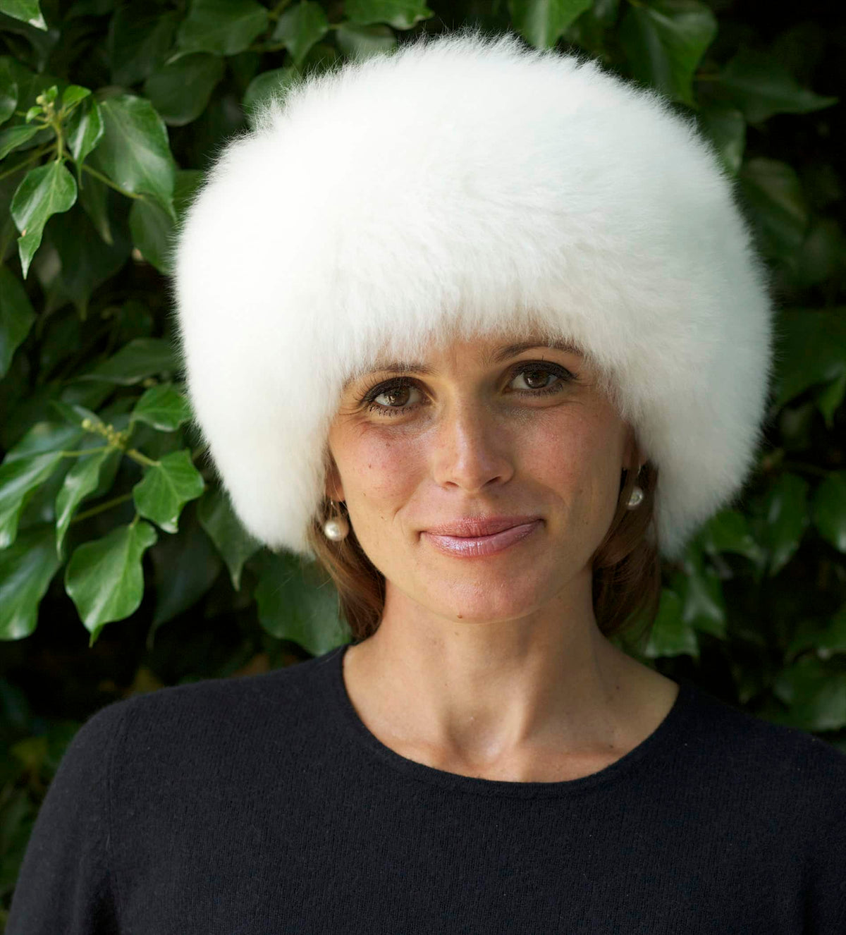 White Sumac Luxury Alpaca Fur Hat and Headband by Lacorine, featuring soft, plush alpaca fur for cozy winter wear.