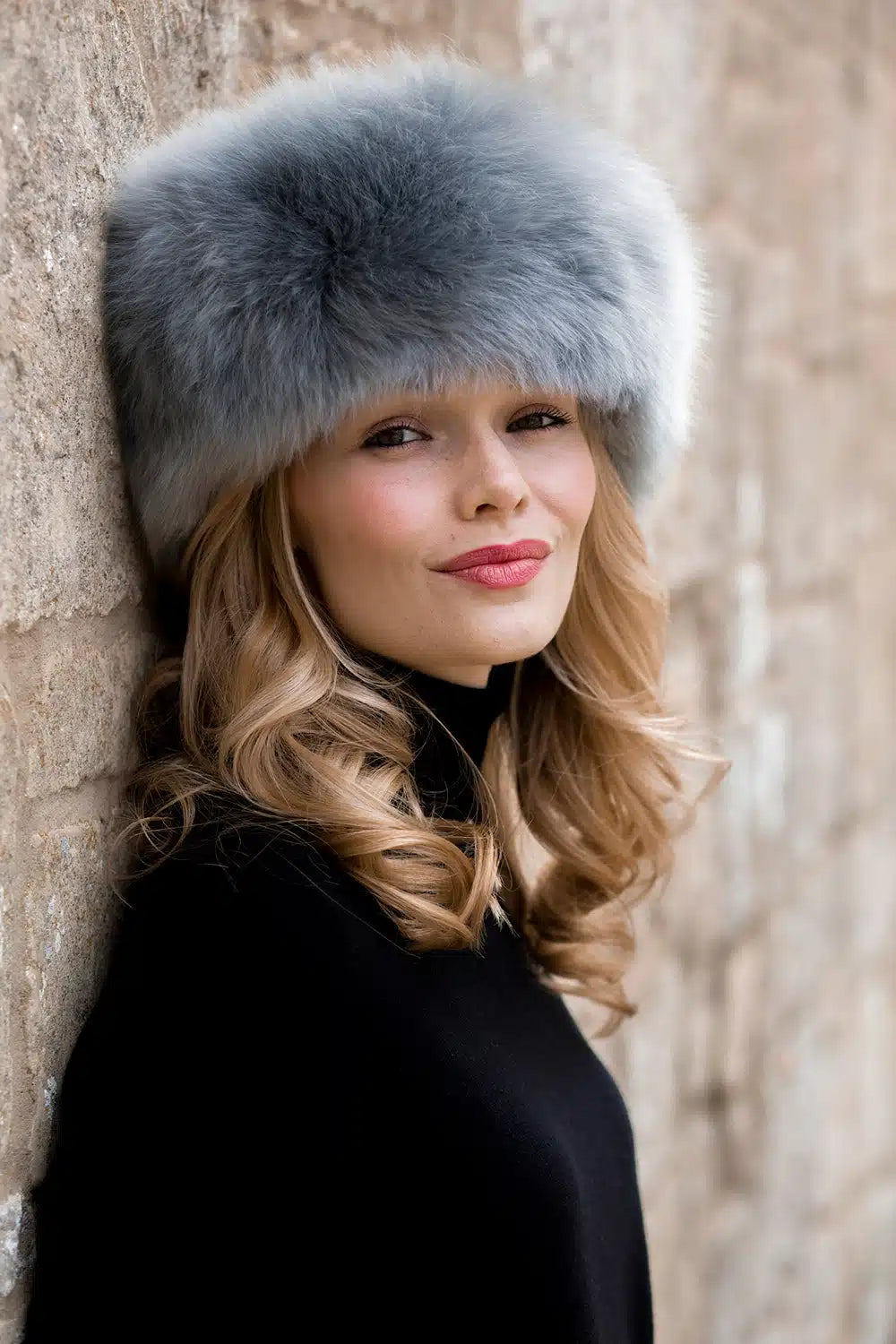 Lacorine Sumac luxury alpaca fur hat in grey, stylish alpaca hat and headband with soft, plush fur for warmth and elegance.
