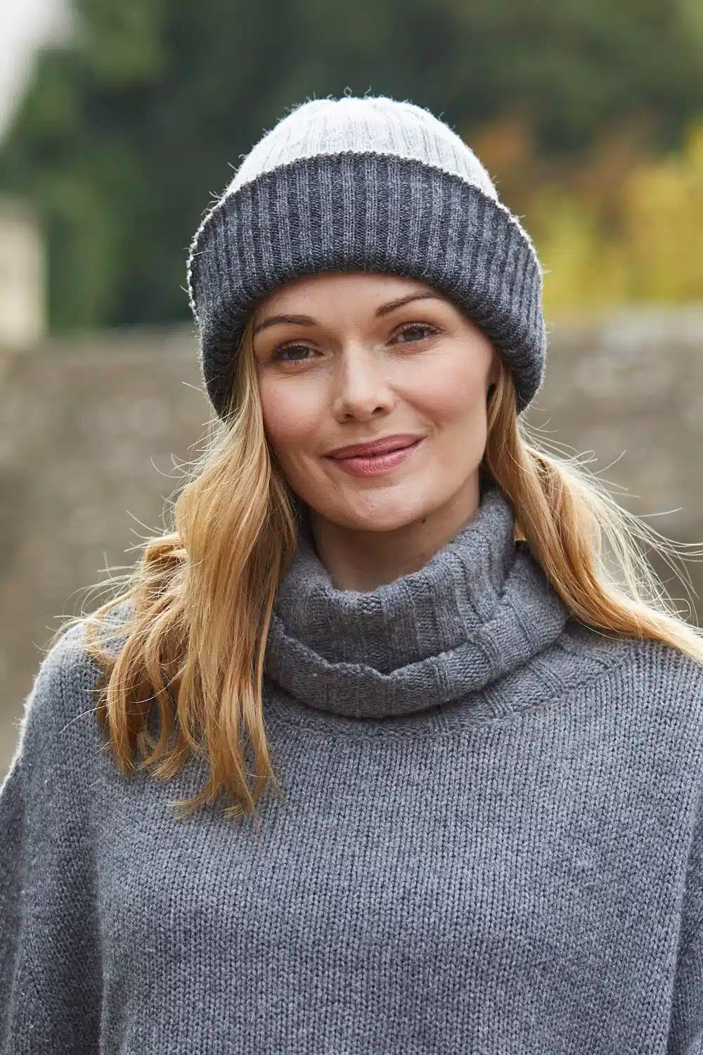 Lacorine alpaca wool beanie hat in charcoal silver grey, stylish and cozy for cold weather, featuring a warm, soft knit texture.