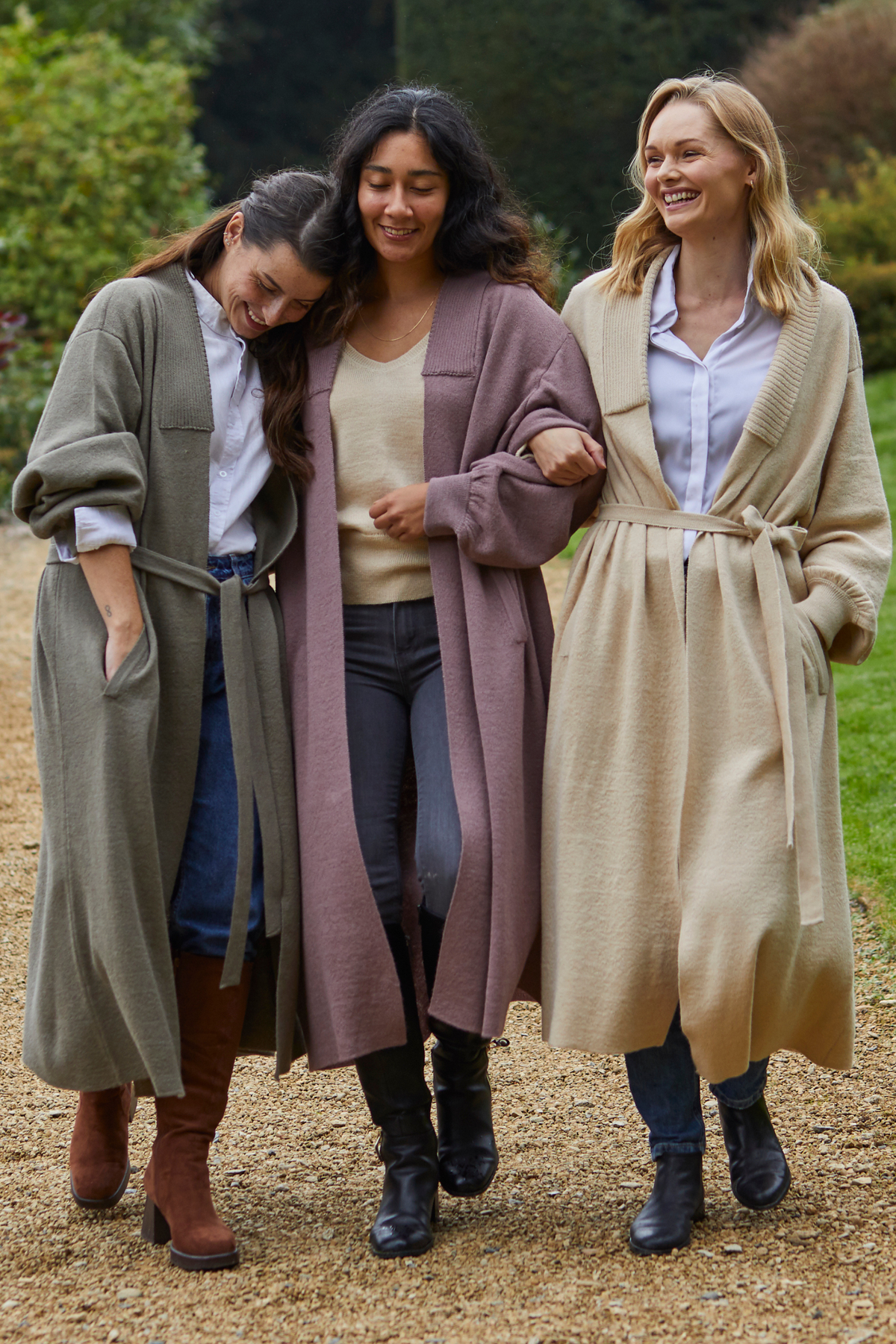 Beige Lacorine Cecile Alpaca Cardigan with long sleeves and button closure, soft and cozy for casual wear.