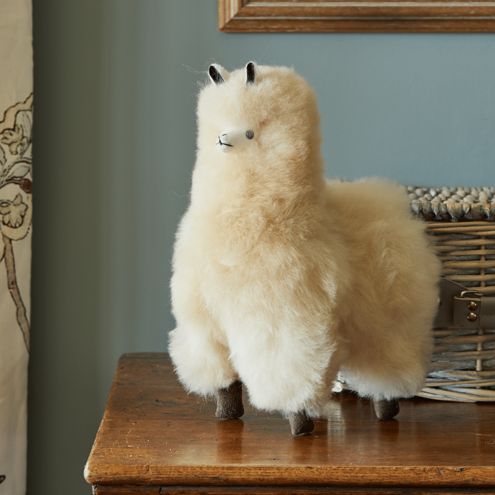 Lacorine Alpaca Collectable in Champagne, 18.5cm, detailed plush figurine featuring soft fabric and realistic alpaca design.