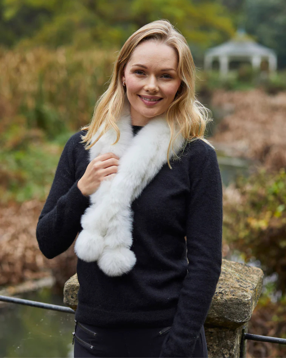 Luxury Lacorine alpaca fur scarf showcasing soft, plush texture and elegant drape in a luxurious neutral color.