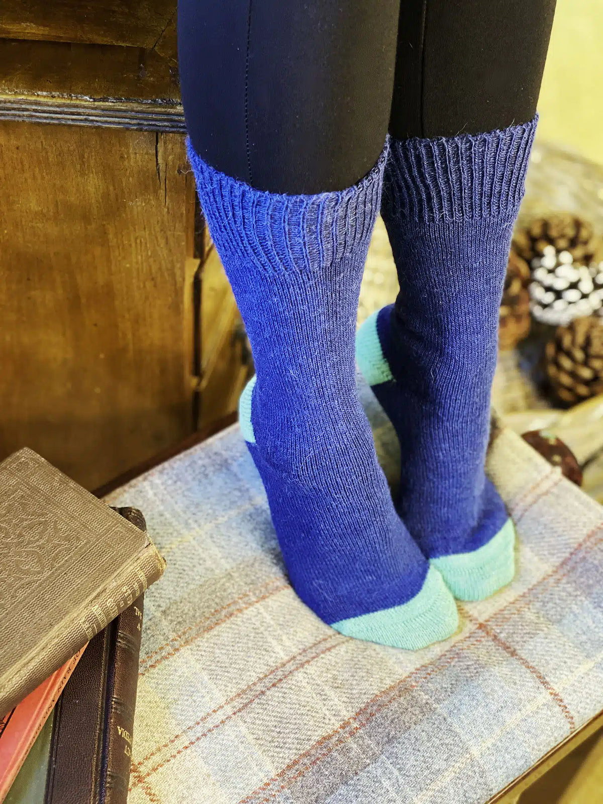 Blue Lacorine Everyday Luxury Wool Socks, small size, featuring soft knit fabric and classic design for comfortable wear.