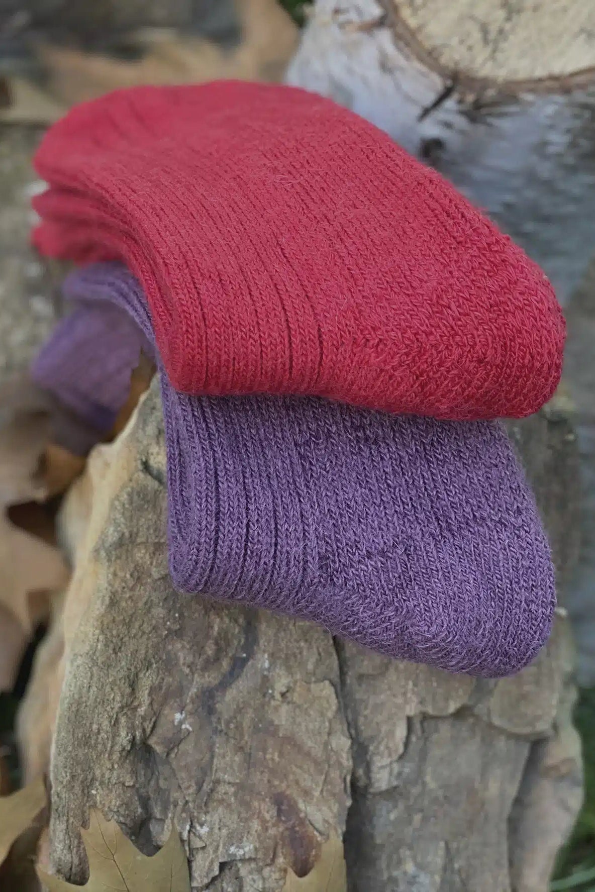 Purple Lacorine alpaca wool hiking and trekking socks, small size, designed for warmth and comfort during outdoor adventures.
